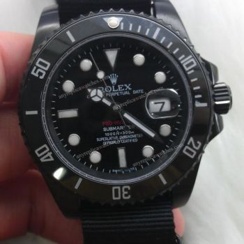 All Black Rolex Submariner Pro-hunter Black Dial Ceramic Bezel Nato Strap 40mm